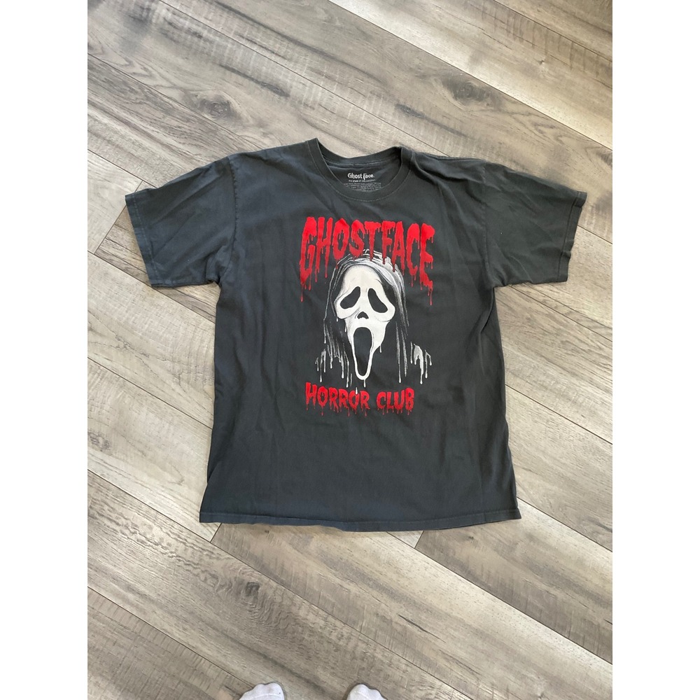 Ghostface Horror Club T-Shirt Bioworld Scream Movie Graphic Tee Mens Large Black